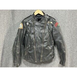 VTG Berman's Custom Harley Weed Women Black 80’s Leather Jacket Size 36 Small